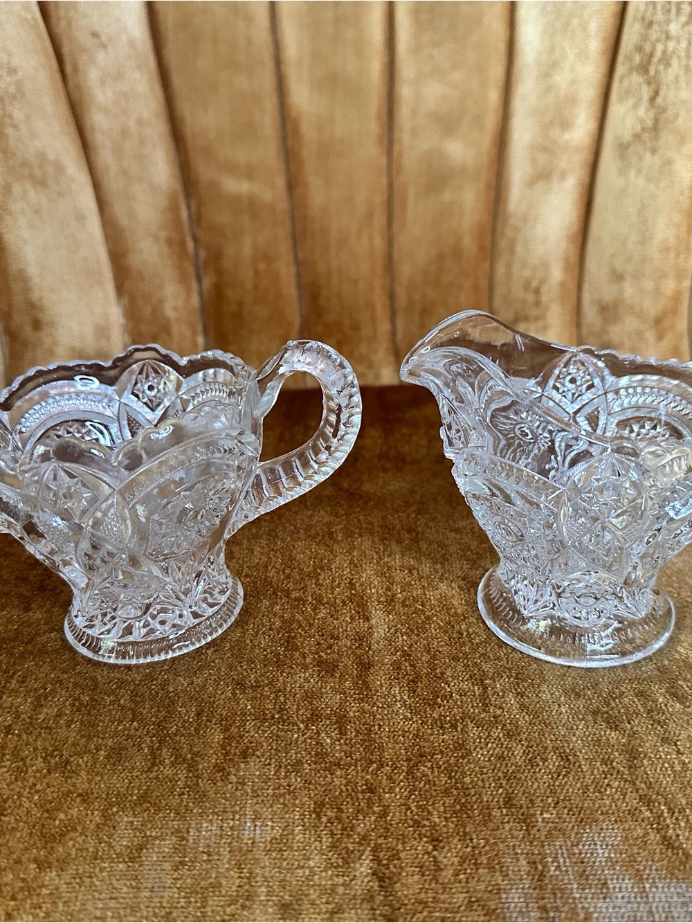 Vintage Imperial Glass Clear Pressed Glass Creamer and Open Sugar Bowl Elegant